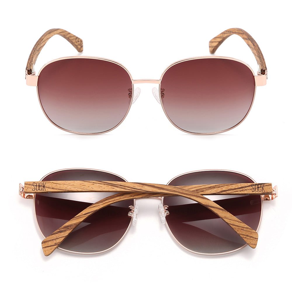 CLEO Bloom -  Rose Gold Metal Frame l Brown Gradient Lens l Walnut Arms