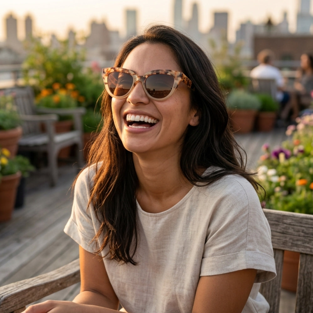 FLUTTER Desert Tort l Sunglasses l Brown Lens l White Maple Arms - Soek Fashion Eyewear UK