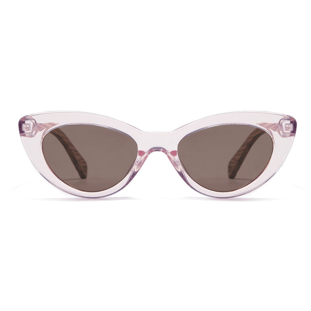 SAVANNAH BLUSH PINK Clear Pink l  Walnut Wood Arms - Soek Fashion Eyewear UK