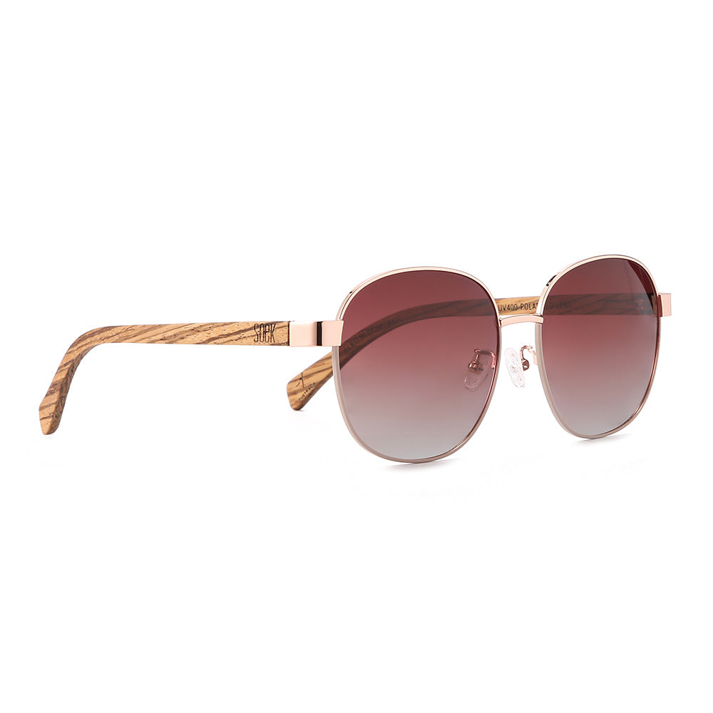 CLEO Bloom -  Rose Gold Metal Frame l Brown Gradient Lens l Walnut Arms