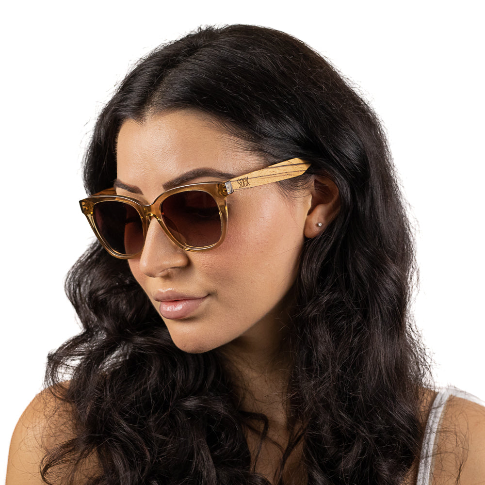 LILA GRACE CHAMPAGNE l Brown Gradient Lens l Walnut Arms - Soek Fashion Eyewear UK