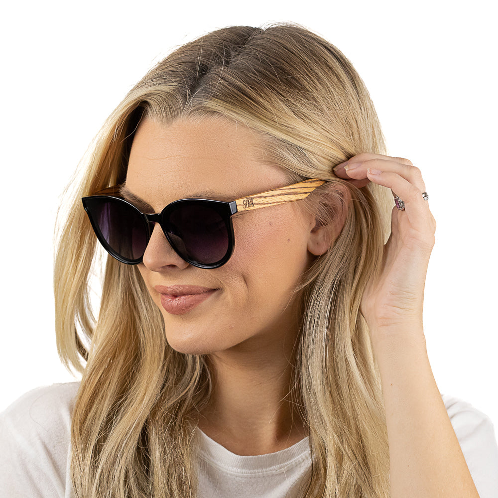 BELLA MIDNIGHT l Black Gradient Lens l Walnut Arms - Soek Fashion Eyewear UK