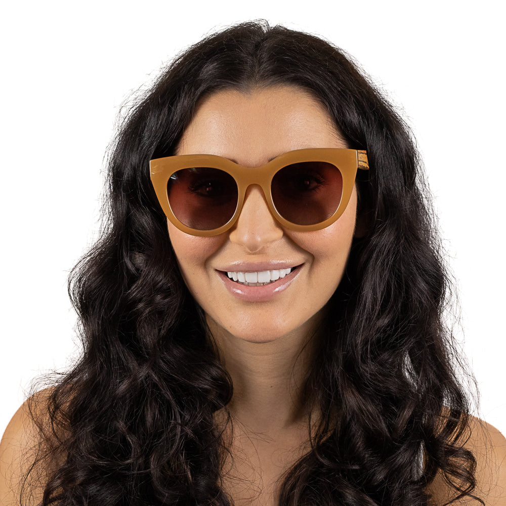 MILLA CARAMEL Brown Gradient Lens l Walnut Arms - Soek Fashion Eyewear UK