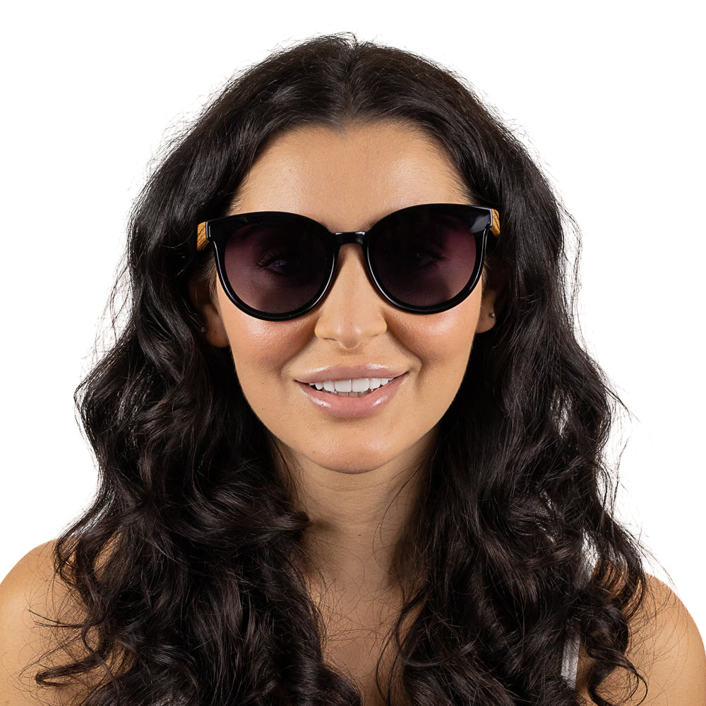 BELLA MIDNIGHT l Black Gradient Lens l Walnut Arms - Soek Fashion Eyewear UK