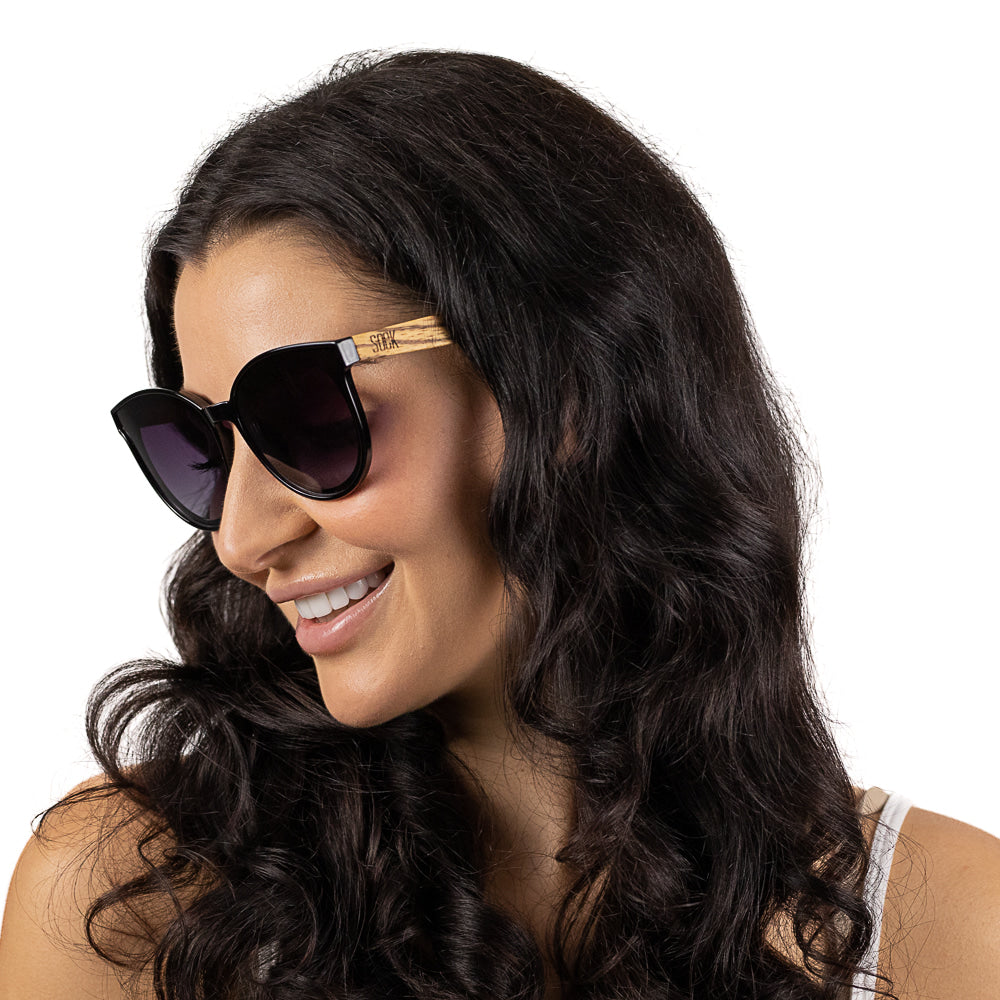 BELLA MIDNIGHT l Black Gradient Lens l Walnut Arms - Soek Fashion Eyewear UK