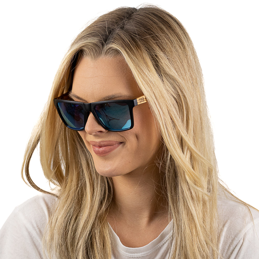 FORRESTERS Blue Reflective Lens l Walnut Arms - Soek Fashion Eyewear UK