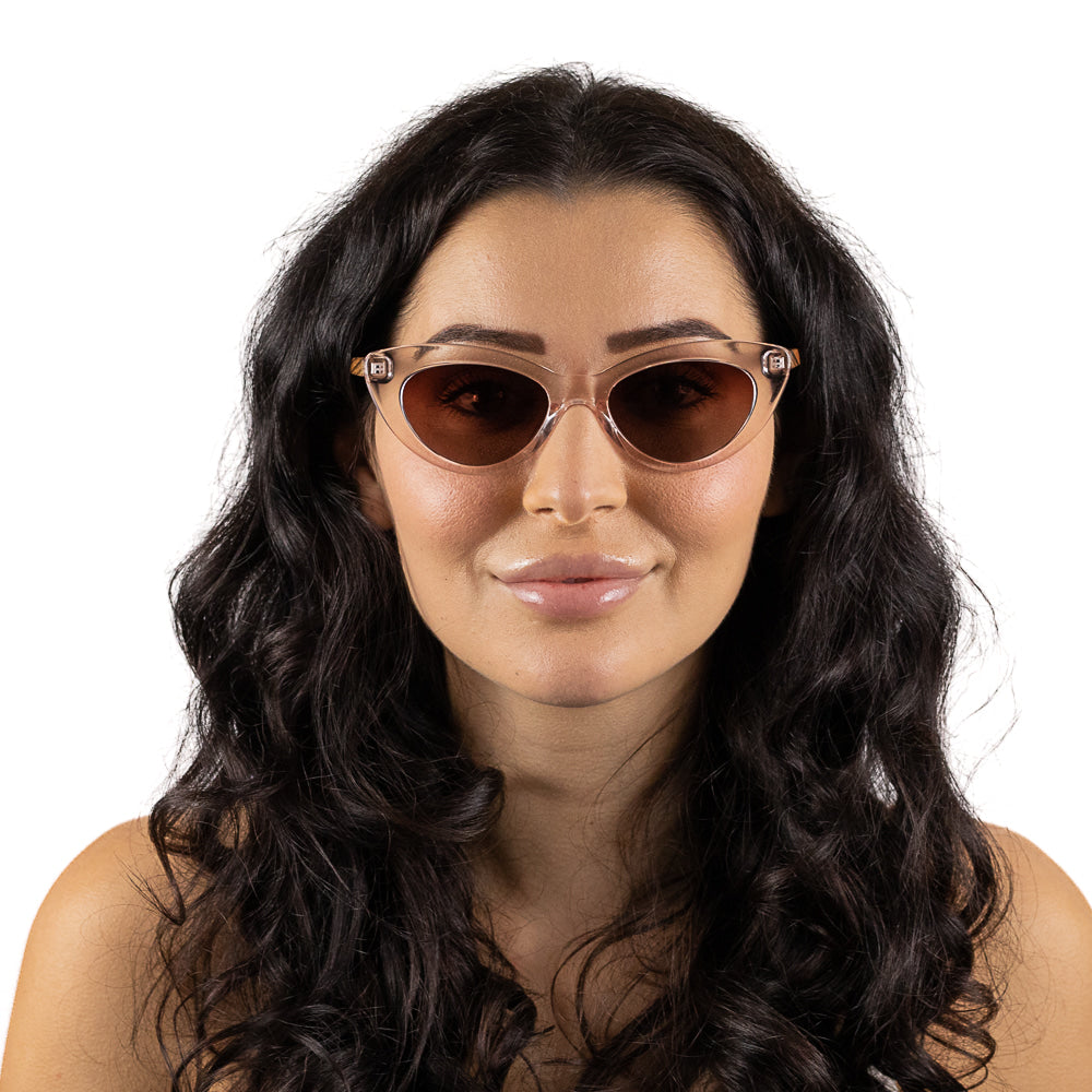 SAVANNAH BLUSH PINK Clear Pink l Walnut Wood Arms - Soek Fashion Eyewear UK