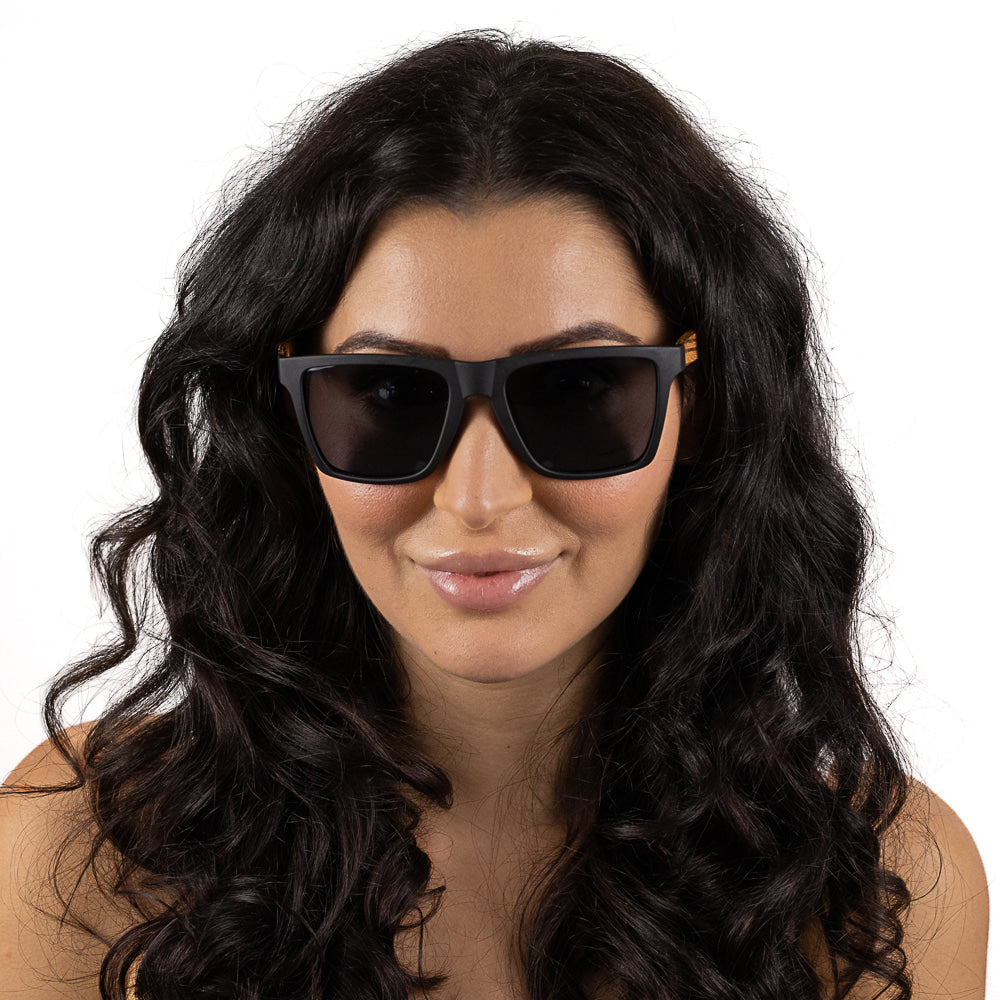 DALTON Black Sunglasses l Black Lens l Walnut Arms - Soek Fashion Eyewear UK