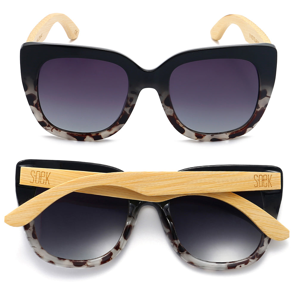 RIVIERA BLACK IVORY TORT Black Gradient Lens l White Maple Arms - Soek Fashion Eyewear UK