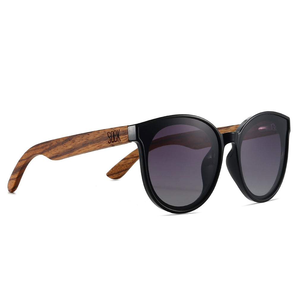 BELLA MIDNIGHT l Black Gradient Lens l Walnut Arms - Soek Fashion Eyewear UK