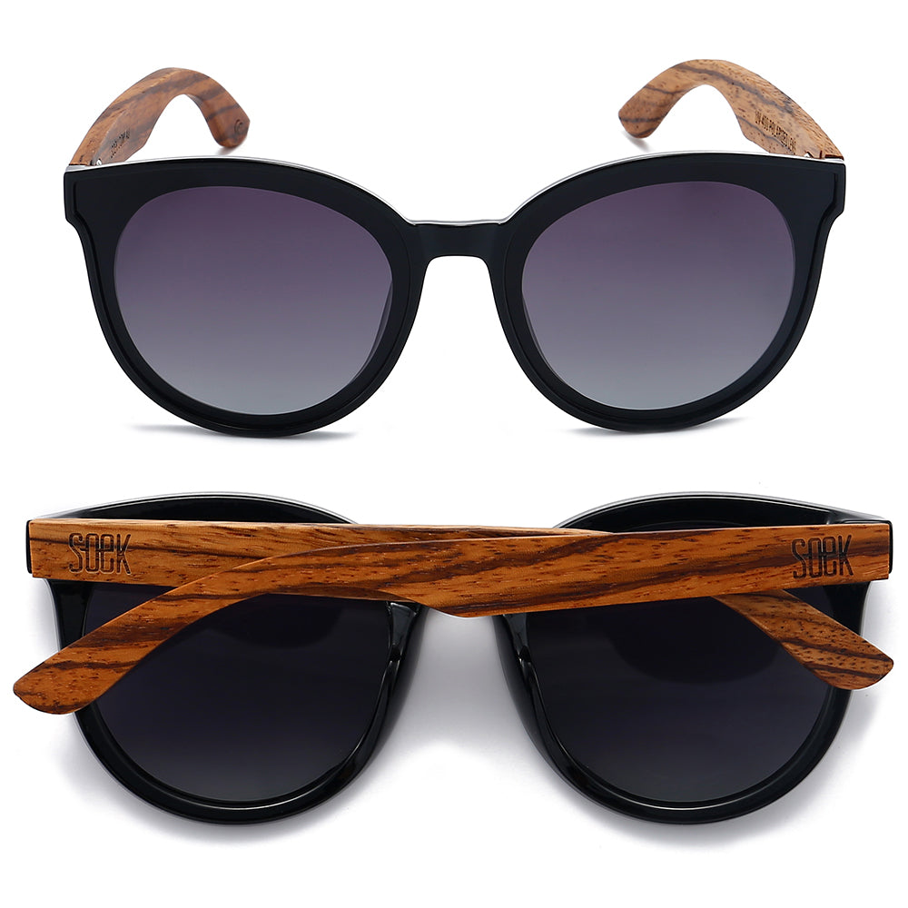 BELLA MIDNIGHT l Black Gradient Lens l Walnut Arms - Soek Fashion Eyewear UK