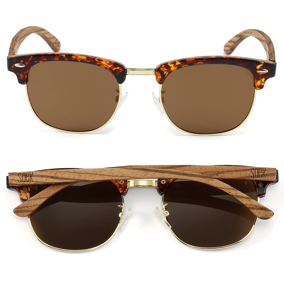 BANJO Brown Polarised Lens l  Walnut Arms - Soek Fashion Eyewear UK