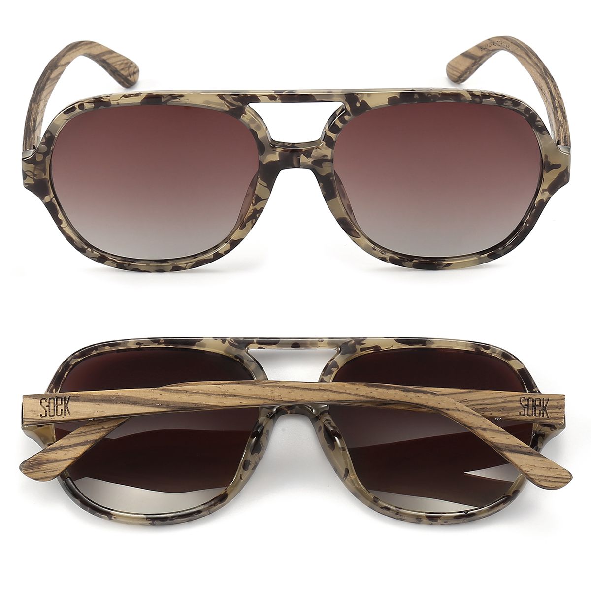 BILLY OPAL TORT l Brown Gradient Lens l Walnut Wood Arms - Soek Fashion Eyewear UK