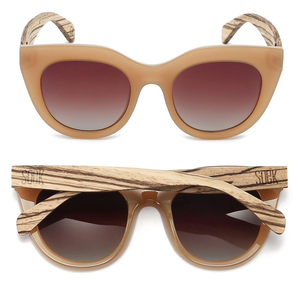 MILLA CARAMEL Brown Gradient Lens l Walnut Arms - Soek Fashion Eyewear UK