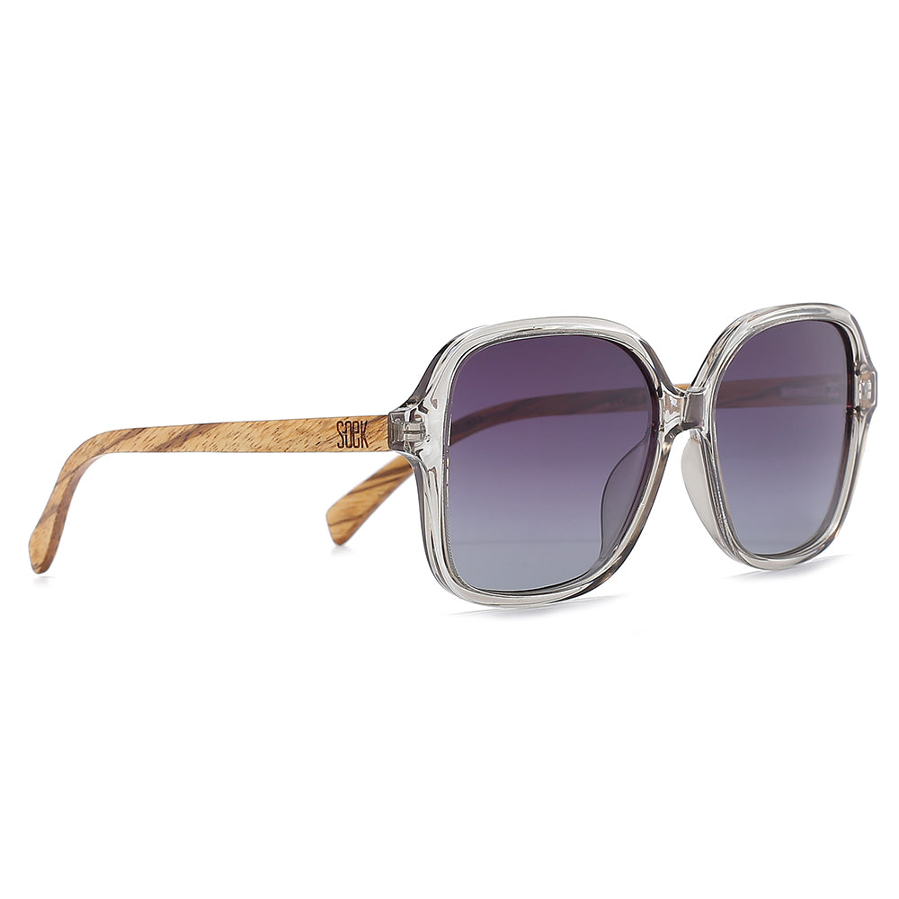 SCARLETT GREY MIST Grey Lens l Walnut Wood Arms - Soek Fashion Eyewear UK