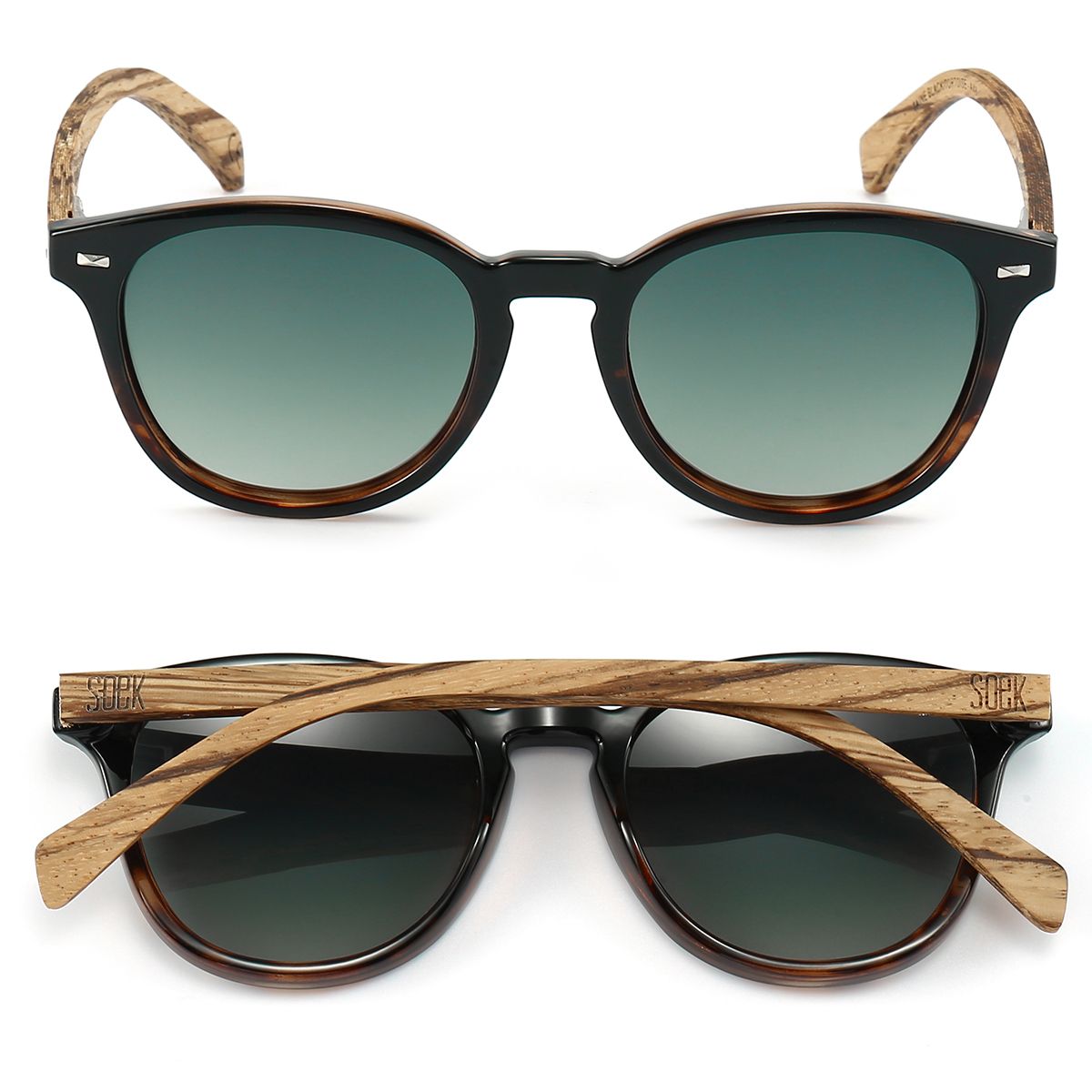 TAINE BLACK TORT Khaki Lens l Walnut Arms - Soek Fashion Eyewear UK