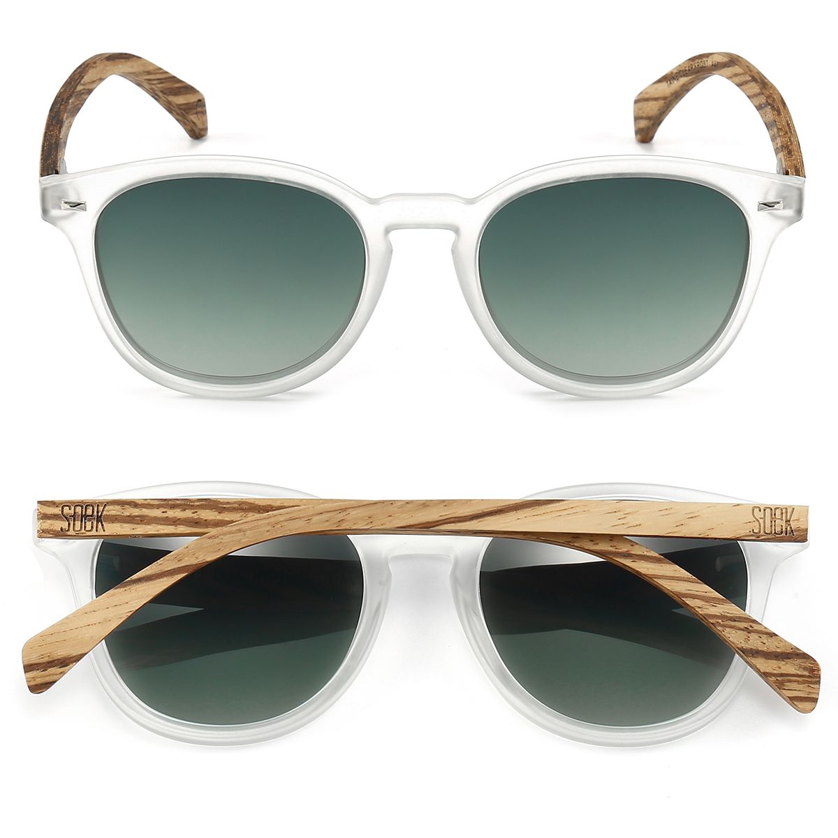 TAINE FROST Khaki Lens l Walnut Arms - Soek Fashion Eyewear UK