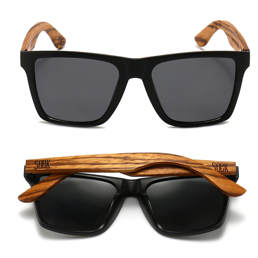 DALTON  Black Sunglasses l Black Lens l Walnut Arms - Soek Fashion Eyewear UK